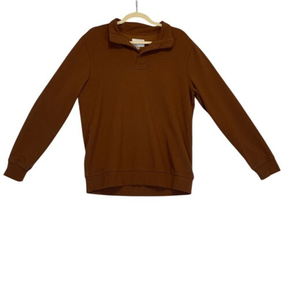 Goodfellow & Co Brown Collared Sweatshirt Recycled Cotton Blend Size M - Picture 2 of 9